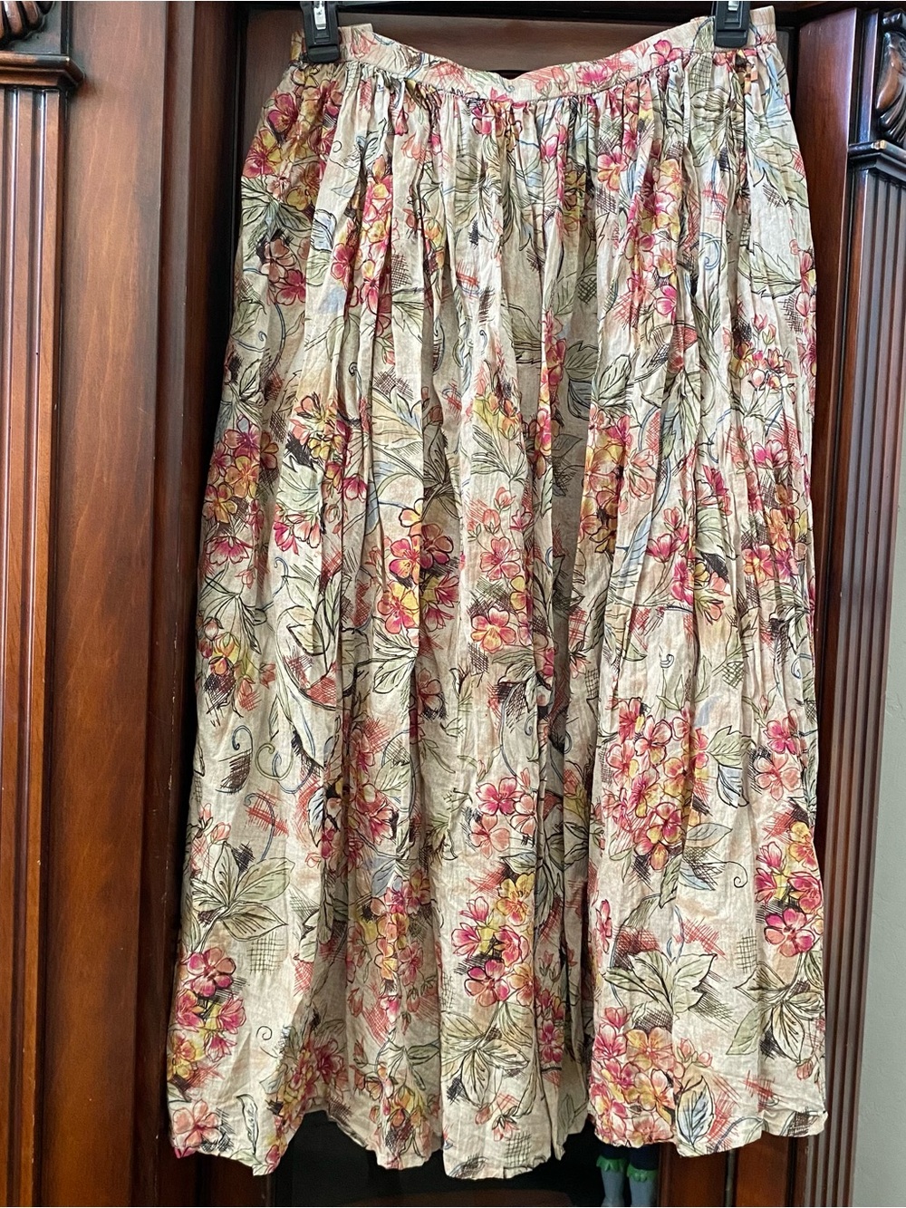 Phool Plus Size Floral Skirt Women’s 3X Cottage Boho Crinkle Great For Travel